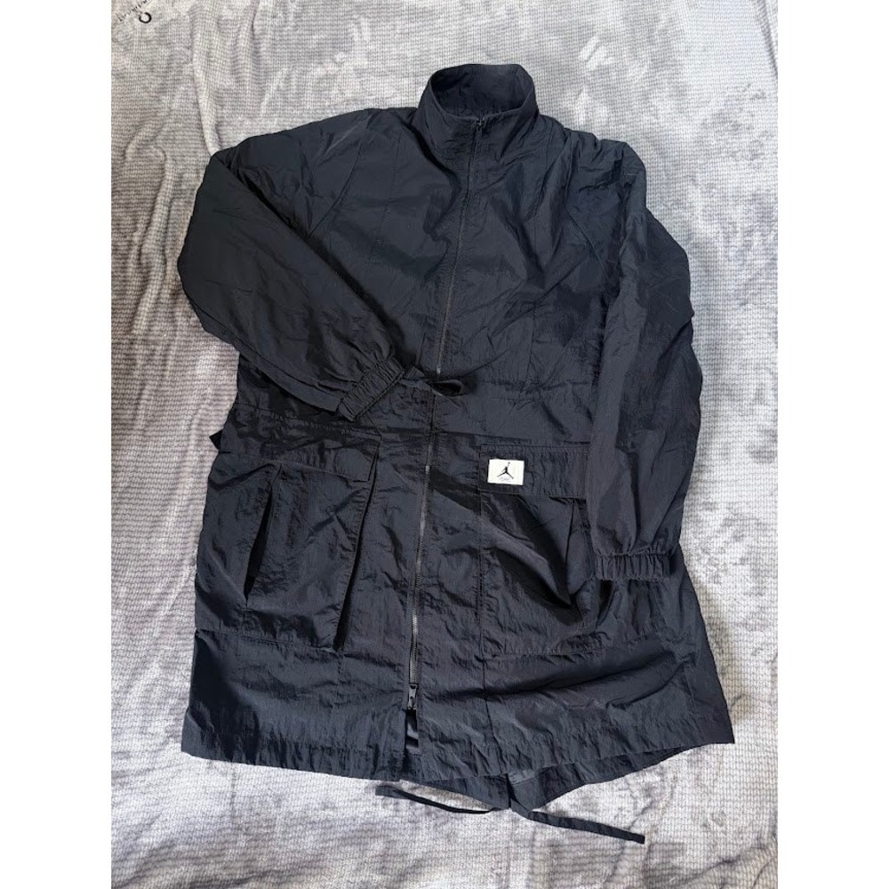 Jordan Brand Mens Longline Windbreaker Parka Jacket Black Jumpman S Oversized